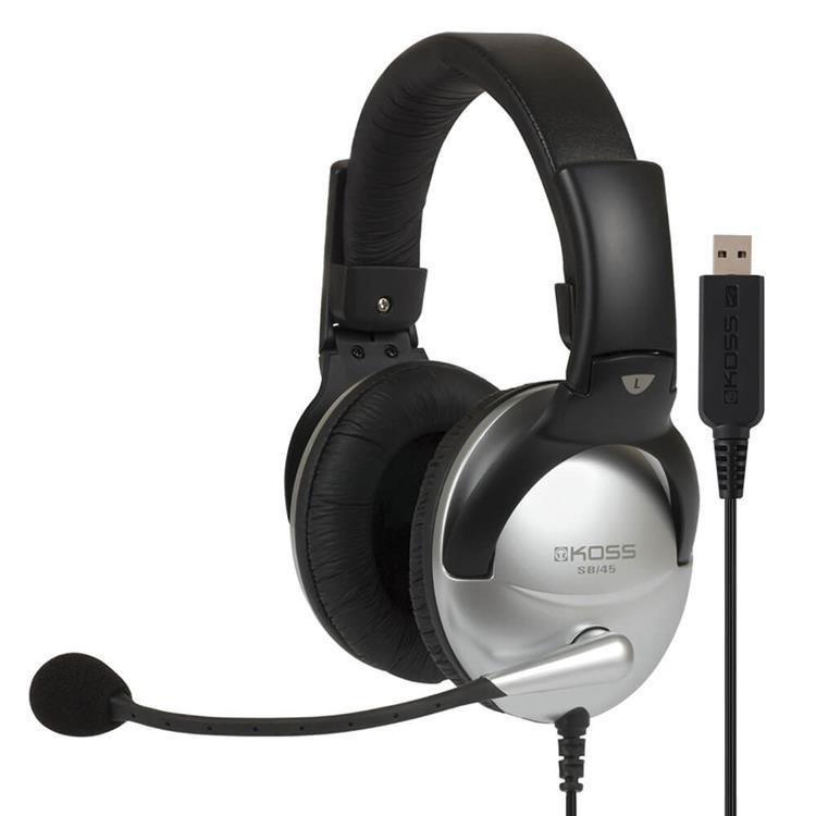 KOSS Headset SB45 USB On-Ear - Silver / Svart | 505771 | AlltMobil