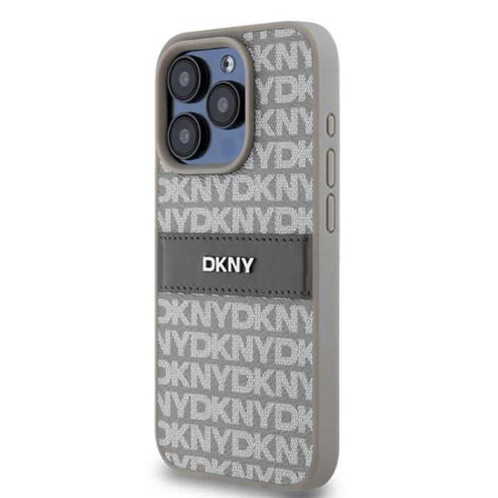 DKNY - DKNY iPhone 15 Pro Mobilskal Läder Mono Stripe & Metal Logo