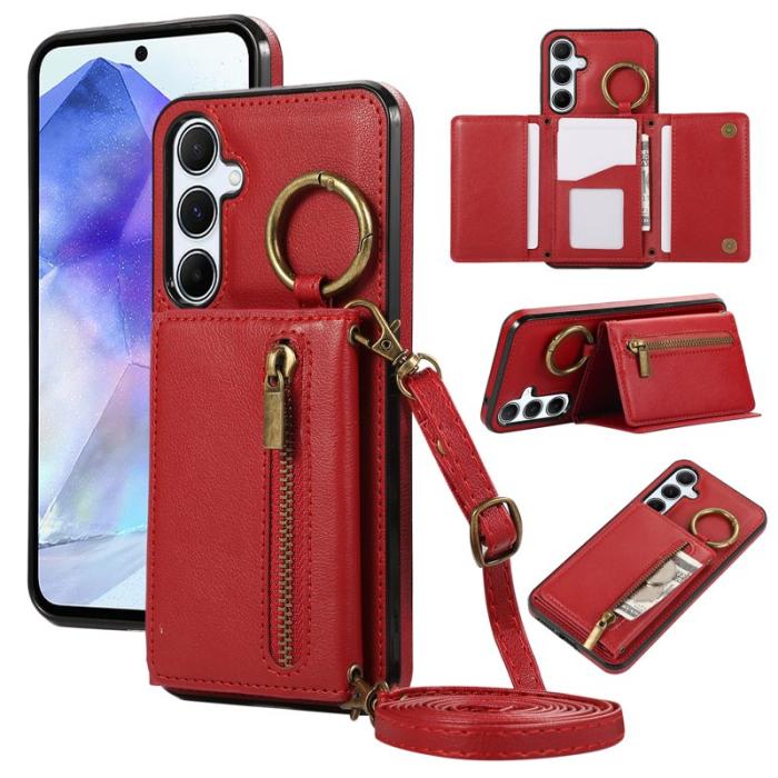 OEM - Plånboksfodral för Samsung Galaxy S26 Konstläder Kickstand - Röd