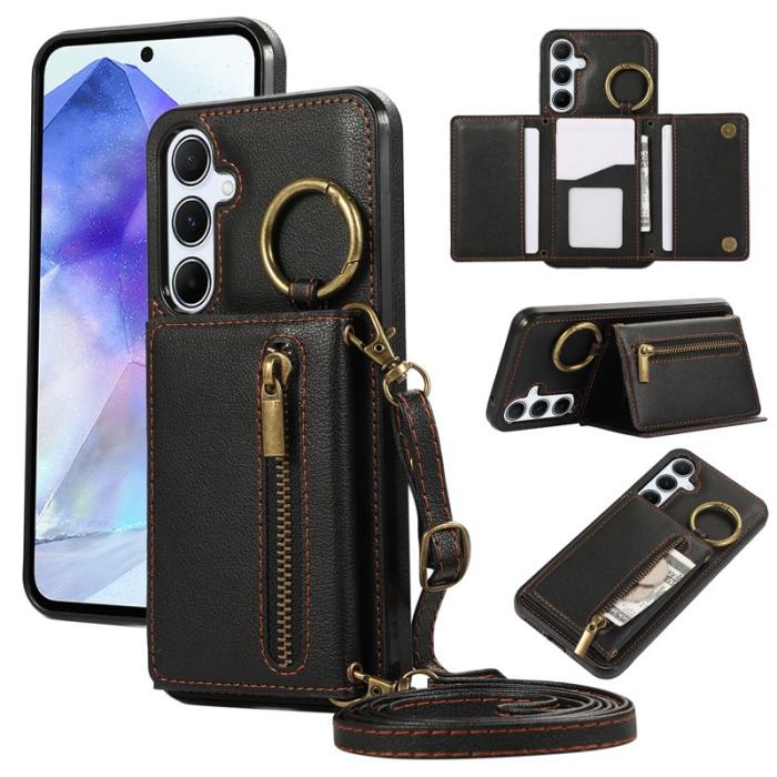 OEM - Plånboksfodral för Samsung Galaxy S26 Konstläder Kickstand - Svart