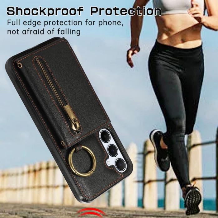 OEM - Plånboksfodral för Samsung Galaxy S26 Konstläder Kickstand - Svart