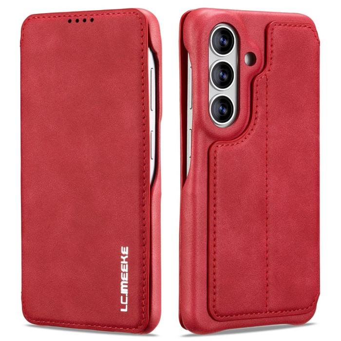 LC.imeeke - LC.IMEEKE Mobilfodral för Samsung Galaxy S26 Konstläder Kortfack - Röd