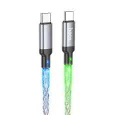 Hoco - HOCO USB-C till USB-C Kabel 3A 60W 1m LED U112 - Grå