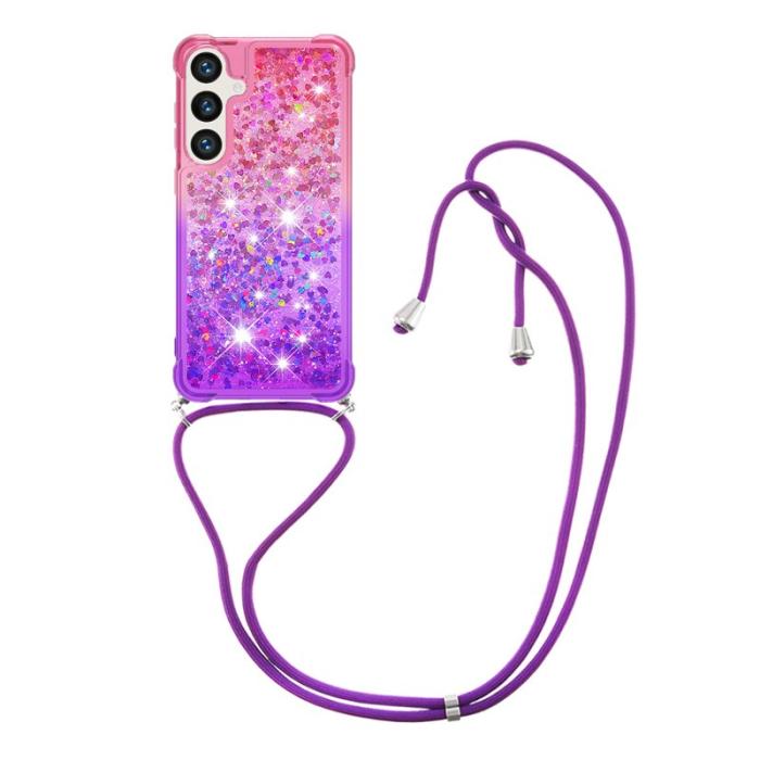 OEM - Mobilskal för Samsung Galaxy S26 Plus Gradient TPU med rem - Rosa/Lila