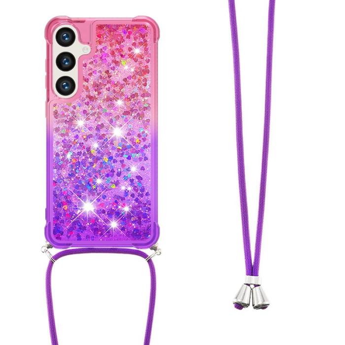 OEM - Mobilskal för Samsung Galaxy S26 Plus Gradient TPU med rem - Rosa/Lila