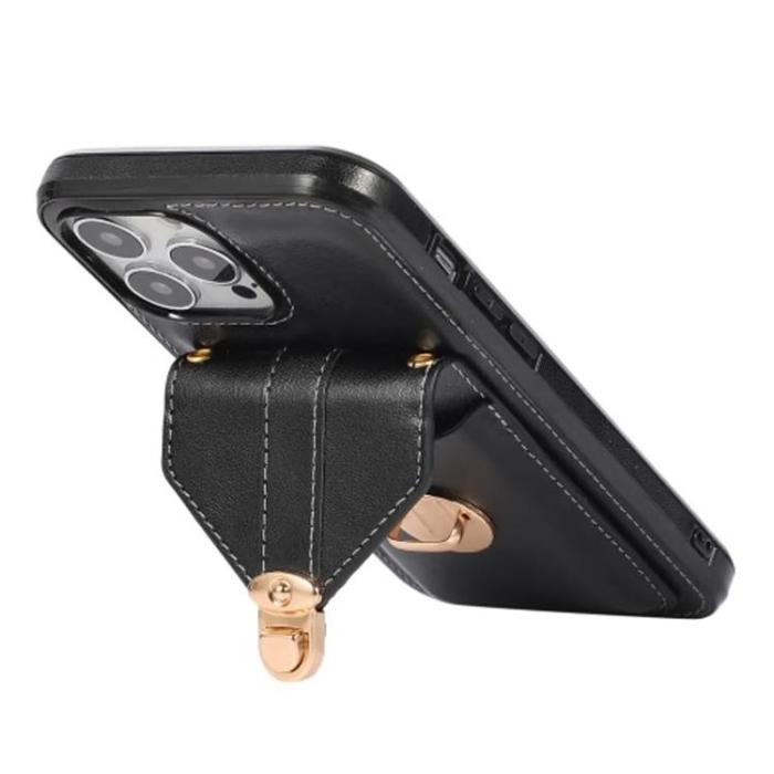 Taltech - iPhone 15 Pro Halsbandsskal Korthållare - Svart