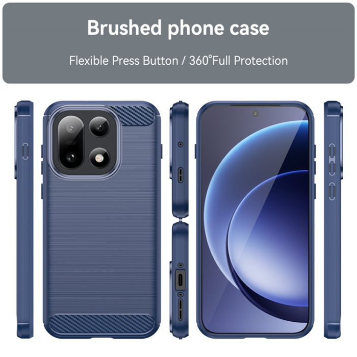 A-One Brand - OnePlus 15 5G Mobilskal Carbon Fiber Texture Brushed - Blå