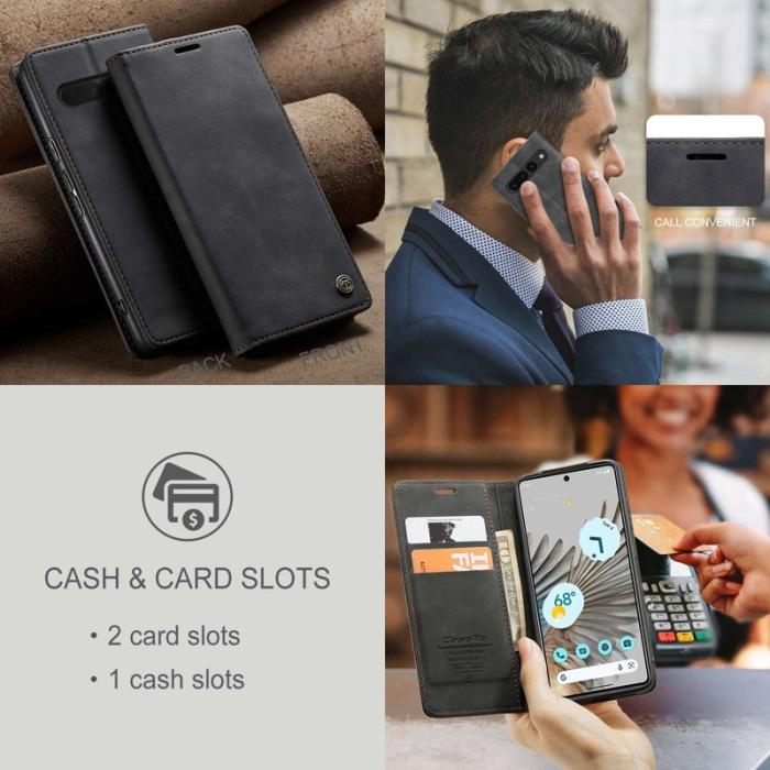 Caseme - CASEME 013 Series Google Pixel 7 Pro Plånboksfodral Konstläder Svart