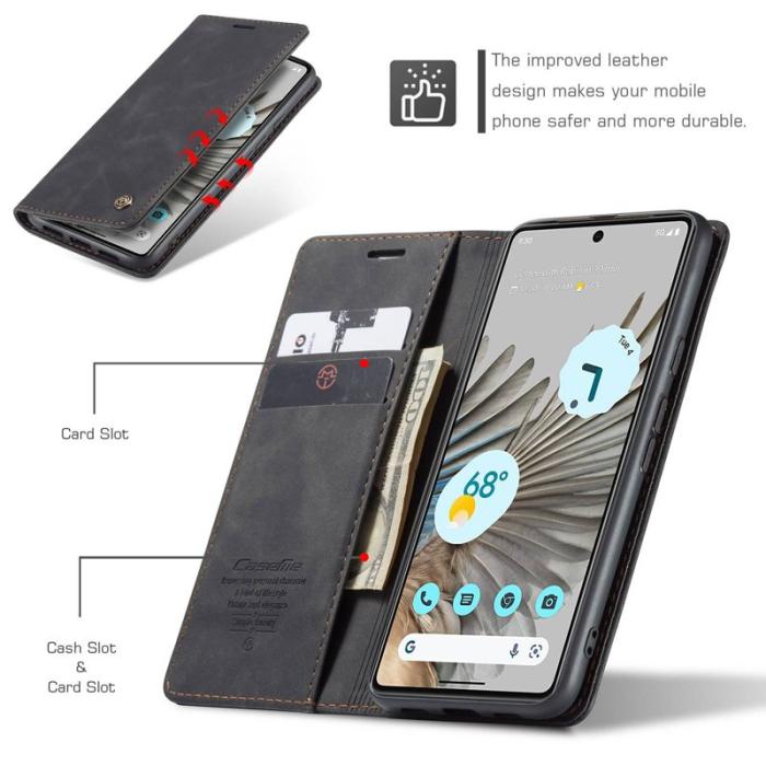Caseme - CASEME 013 Series Google Pixel 7 Pro Plånboksfodral Konstläder Svart