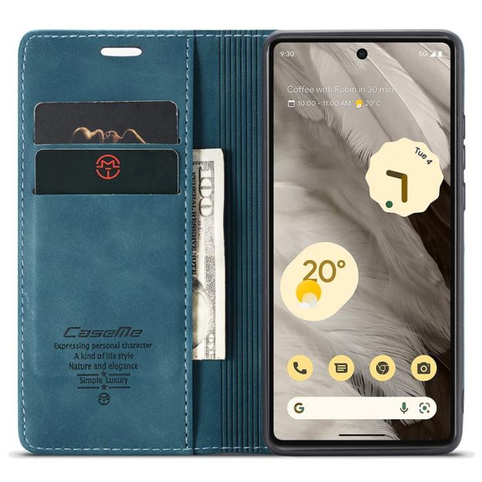 Caseme - CASEME 013 Series Mobilskal till Google Pixel 7a Kortfack Konstläder Blå