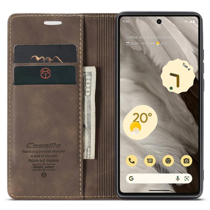 Caseme - CASEME 013 Series Mobilskal till Google Pixel 7a Kortfack Konstläder Brun