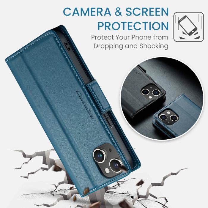 Caseme - CASEME Plånboksfodral Konstläder till iPhone 14 Plus - Blå