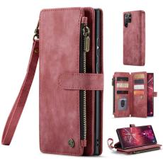 Caseme - CASEME Konstl&auml;der Pl&aring;nboksfodral f&ouml;r Samsung Galaxy S22 Ultra 5G - R&ouml;d