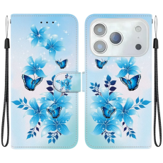 A-One Brand - iPhone 17 Pro Max Plånboksfodral Med Lanyard - Blå Butterfly