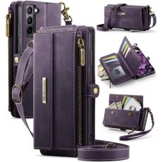 Caseme - CASEME Konstl&auml;der Pl&aring;nboksfodral f&ouml;r Samsung Galaxy S21+ 5G Lila