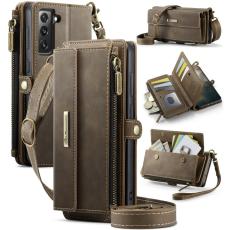 Caseme - CASEME Konstl&auml;der Pl&aring;nboksfodral f&ouml;r Samsung Galaxy S21 FE 5G - Brun