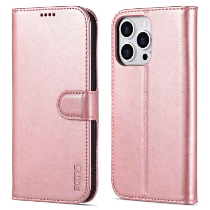 AZNS - AZNS iPhone 14 Pro Max Plånboksfodral Konstläder - Roséguld