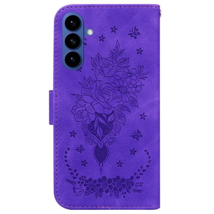 OEM - Samsung Galaxy S26 / S26 Pro Plånboksfodral Konstläder Butterfly Blomma - Lila