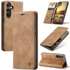 Caseme - CaseMe Mobilskal till Samsung Galaxy S24 FE Konstl&auml;der med Kortfack Brun
