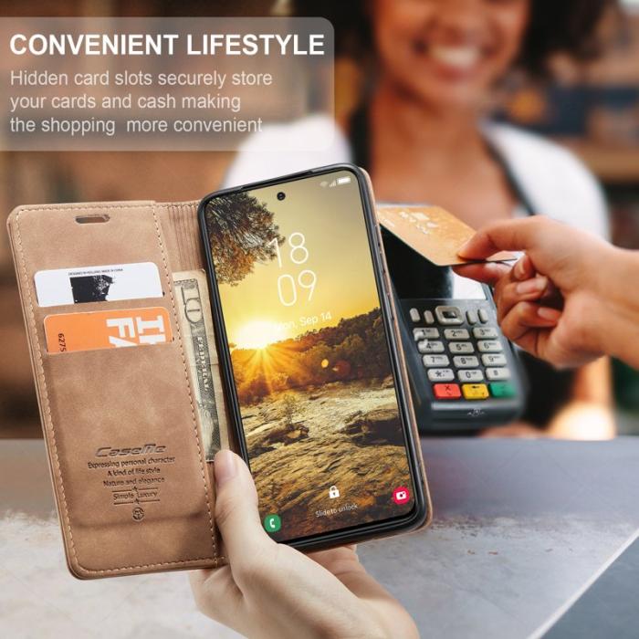 Caseme - CaseMe Mobilskal till Samsung Galaxy S24 FE Konstläder med Kortfack Blå