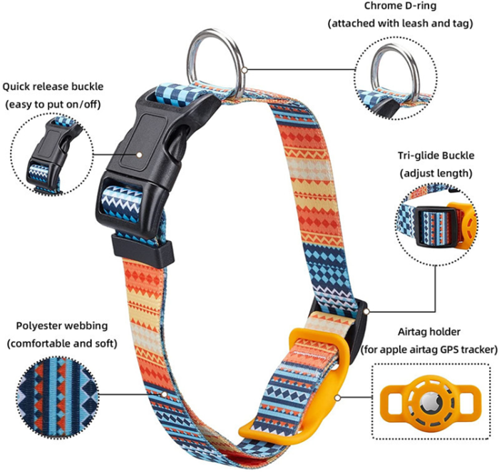 OEM - Airtag Husdjurshalsband med tryck - Orange