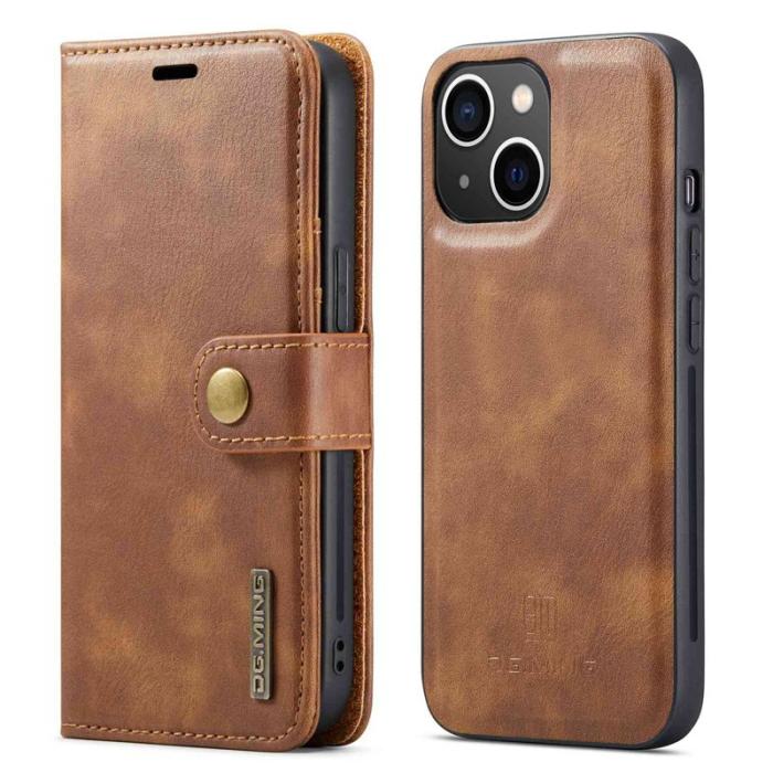 DG.MING - DG.MING iPhone 14 Plånboksfodral Detachable Magnetiskt Äkta läder - Brun