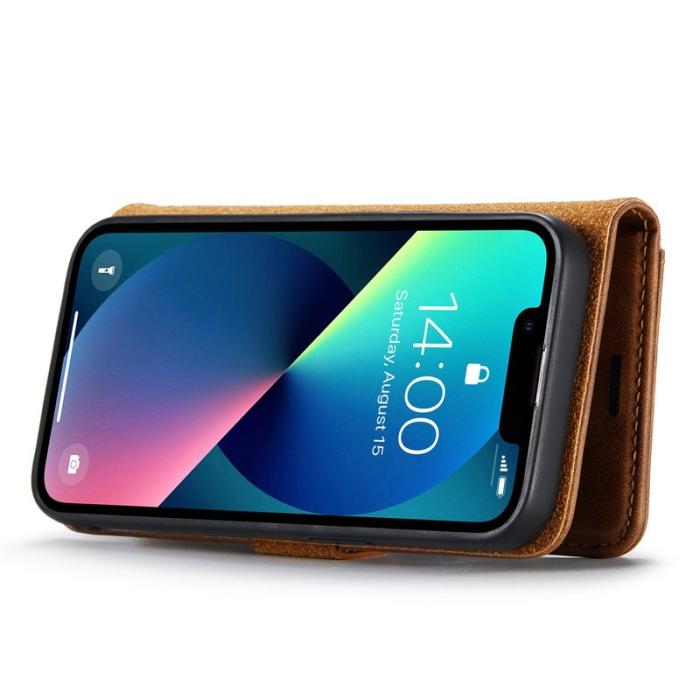 DG.MING - DG.MING iPhone 14 Plånboksfodral Detachable Magnetiskt Äkta läder - Brun