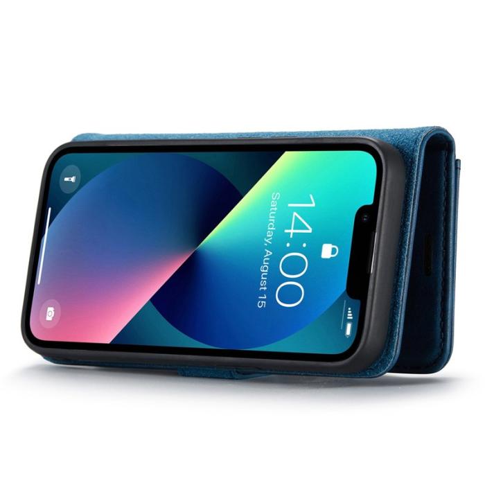 DG.MING - DG.MING iPhone 14 Plånboksfodral Detachable Magnetiskt Äkta läder Blå