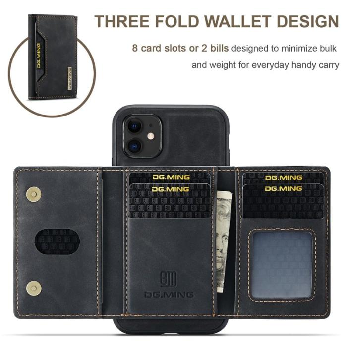 DG.MING - DG.MING M2 2-in-1 Plånboksfodral med Trådlös Laddning i Svart för iPhone 11