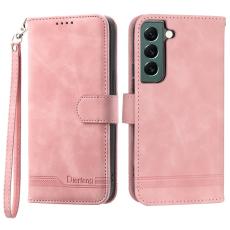 DIERFENG - DIERFENG DF-03 Pl&aring;nboksfodral f&ouml;r Samsung Galaxy S22+ 5G - Konstl&auml;der - Rosa