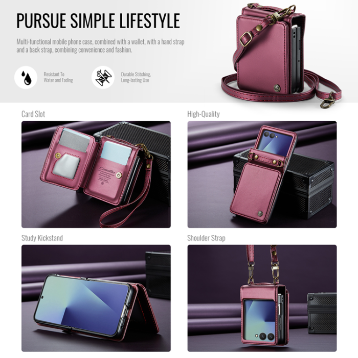 Caseme - CASEME Galaxy Z Flip 7 Plånboksfodral RFID Blocking C22 - Röd