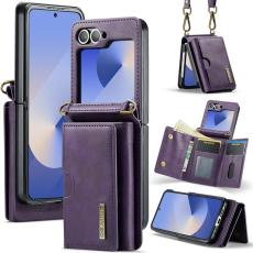 DG.MING - DG.MING M6 Series Konstl&auml;der Pl&aring;nboksfodral f&ouml;r Samsung Galaxy Z Flip6 5G Lila