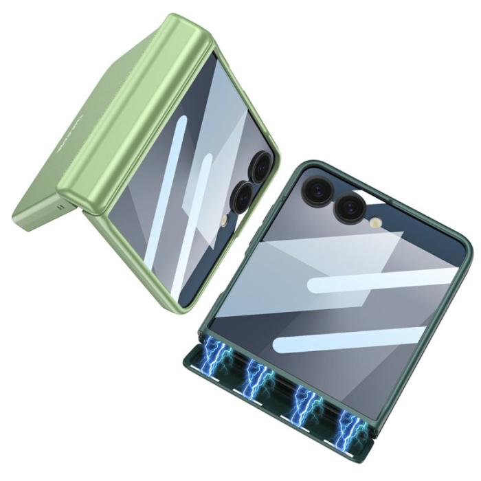 GKK - GKK Samsung Galaxy Z Flip7 Fodral Äkta läder - Grön