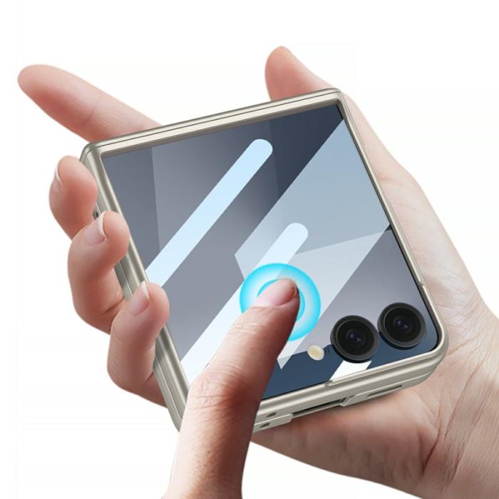 GKK - GKK Samsung Galaxy Z Flip7 Fodral Äkta läder - Grön