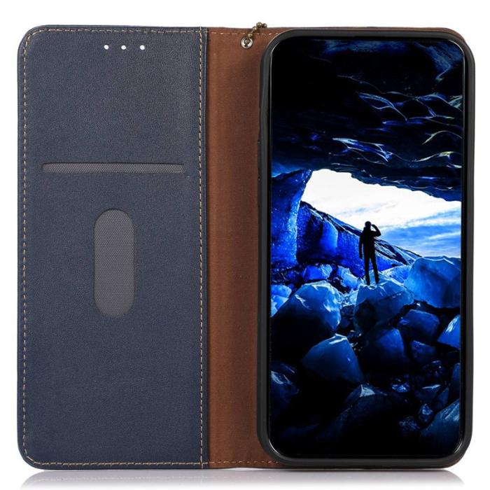 KHAZNEH - KHAZNEH Xiaomi 15T Plånboksfodral Äkta läder - Blå