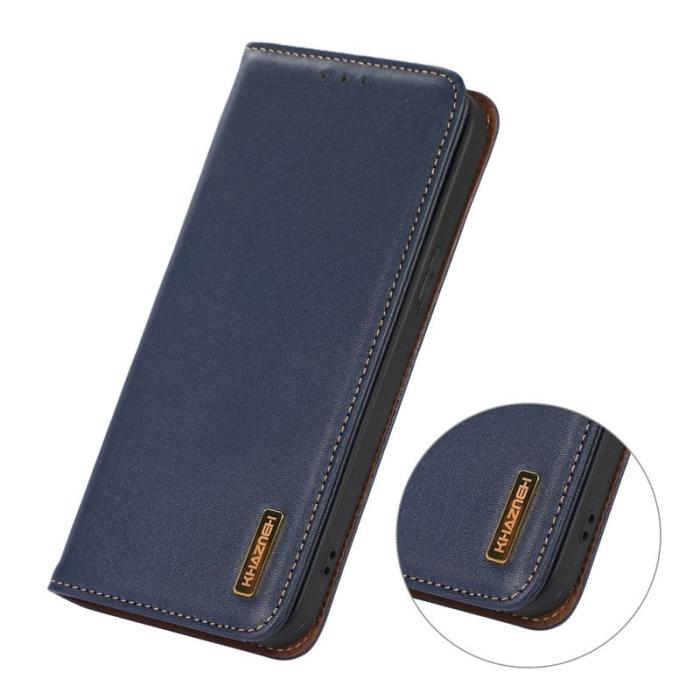 KHAZNEH - KHAZNEH Xiaomi 15T Plånboksfodral Äkta läder - Blå