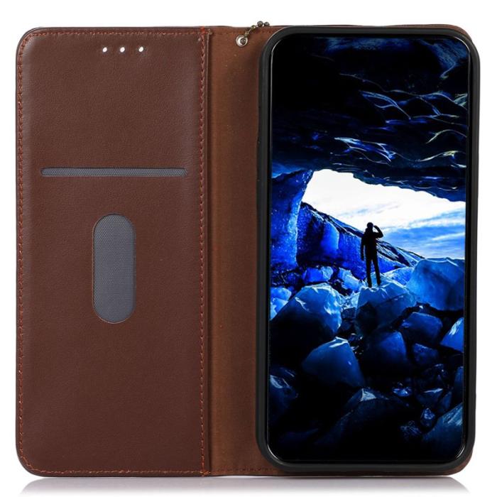 KHAZNEH - KHAZNEH Xiaomi 15T Plånboksfodral Äkta läder - Brun