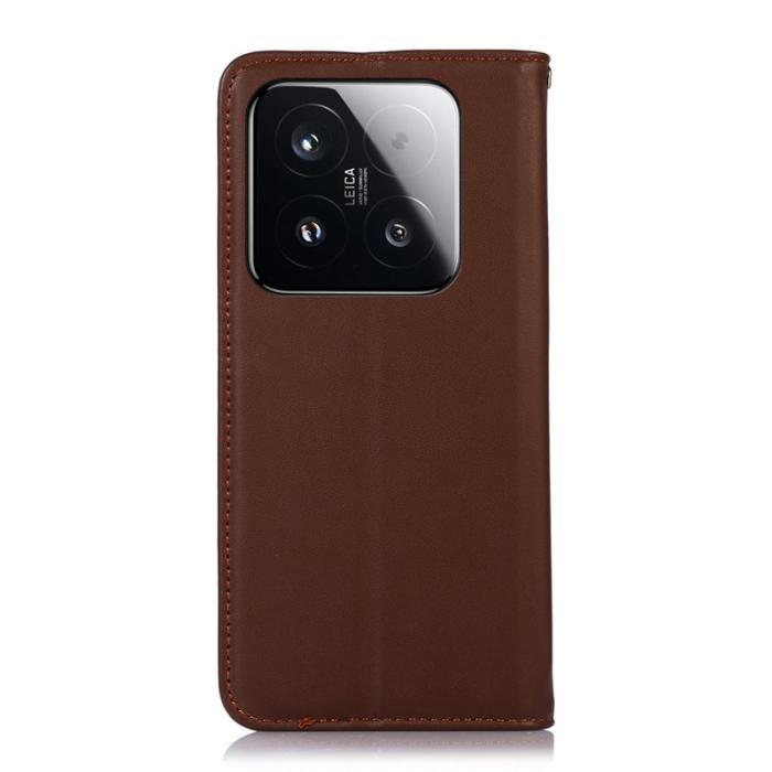 KHAZNEH - KHAZNEH Xiaomi 15T Plånboksfodral Äkta läder - Brun