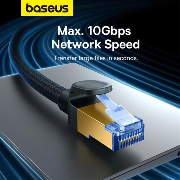 BASEUS - Baseus Internet Kabel 1m cat.7 - Braided Svart