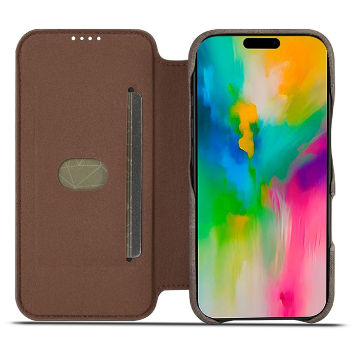 LC.imeeke - LC.IMEEKE iPhone 17 Mobilfodral Korthållare Läder Stativ - Coffee