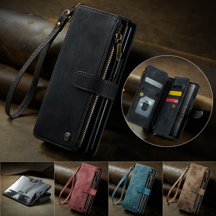Caseme - CASEME Galaxy Z Fold 7 Plånboksfodral Med Rem läder - Svart