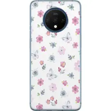 Gustaf - Mobilskal till OnePlus 7T med Blommor och fj&auml;rillar