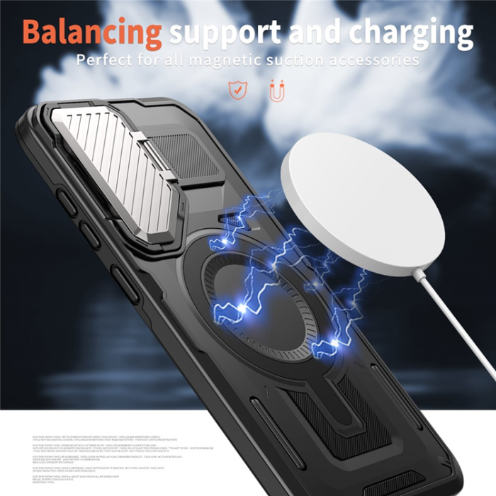 A-One Brand - Galaxy S25/S24 Mobilskal MagSafe Kickstand - Svart