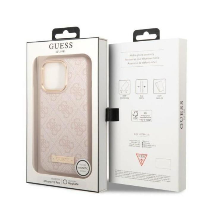 Guess - Guess iPhone 13 Pro/13 Mobilskal MagSafe Logo Plate - Rosa