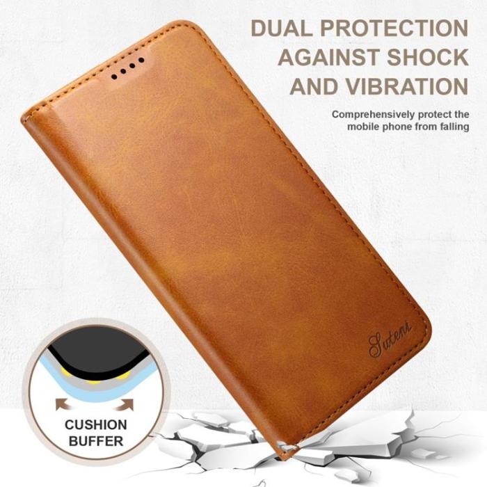 SUTENI - SUTENI Läder Fodral Galaxy S22 5G - Khaki