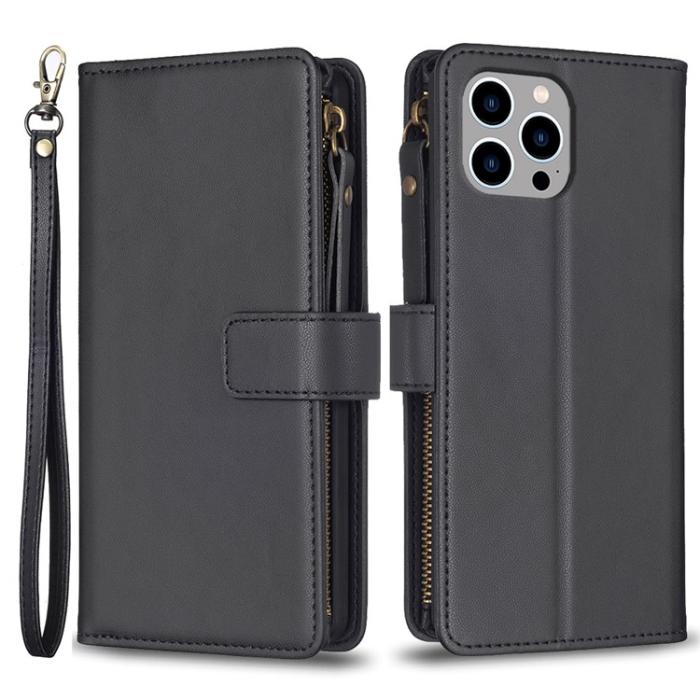 OEM - iPhone 15 Pro Plånboksfodral Zipper Flip - Svart