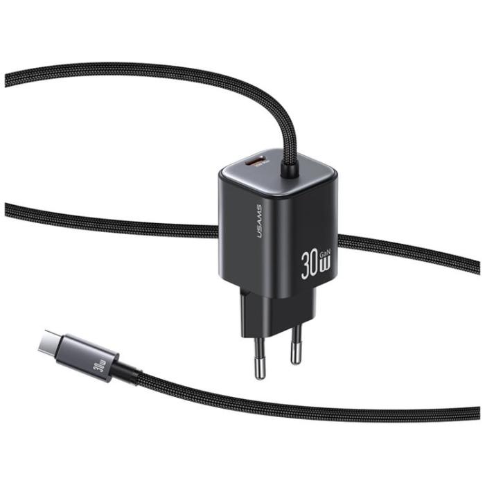 USAMS - USAMS Snabbladdare 30W 2xUSB-C GaN Mini JC - Svart