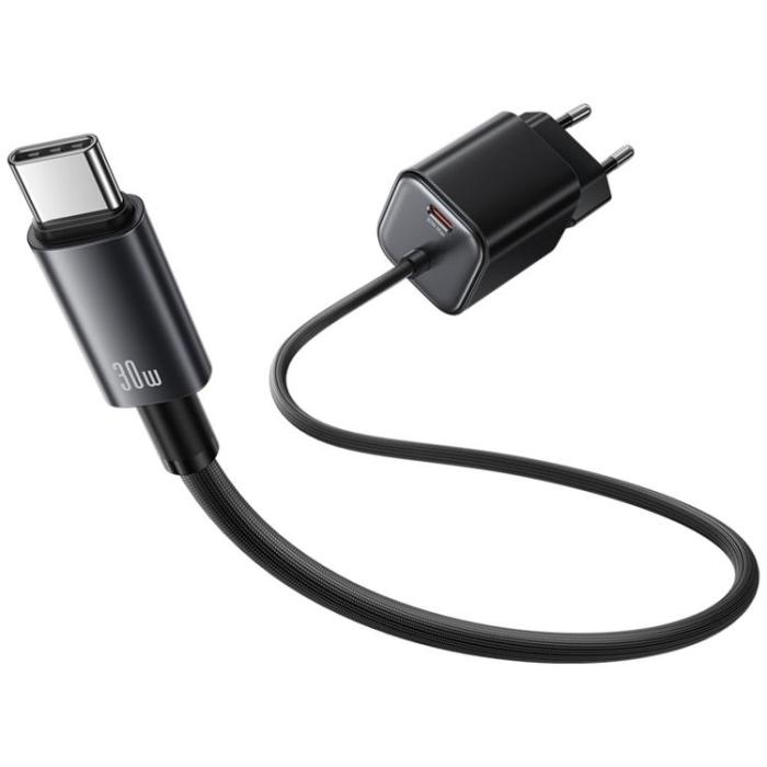 USAMS - USAMS Snabbladdare 30W 2xUSB-C GaN Mini JC - Svart