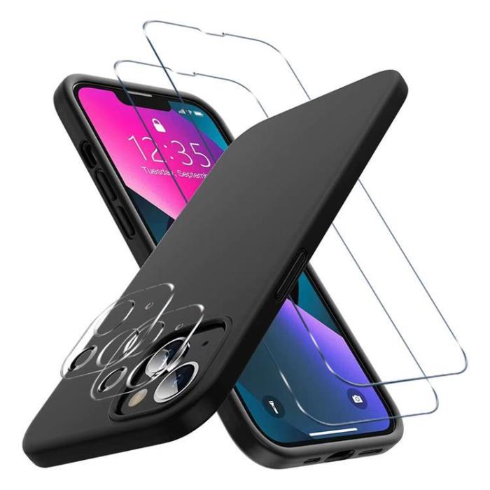 UTGATT - iPhone 13 Mini [5-PACK] 1 X Skal - 2 X Kameralinsskydd - 2 X Härdat Glas