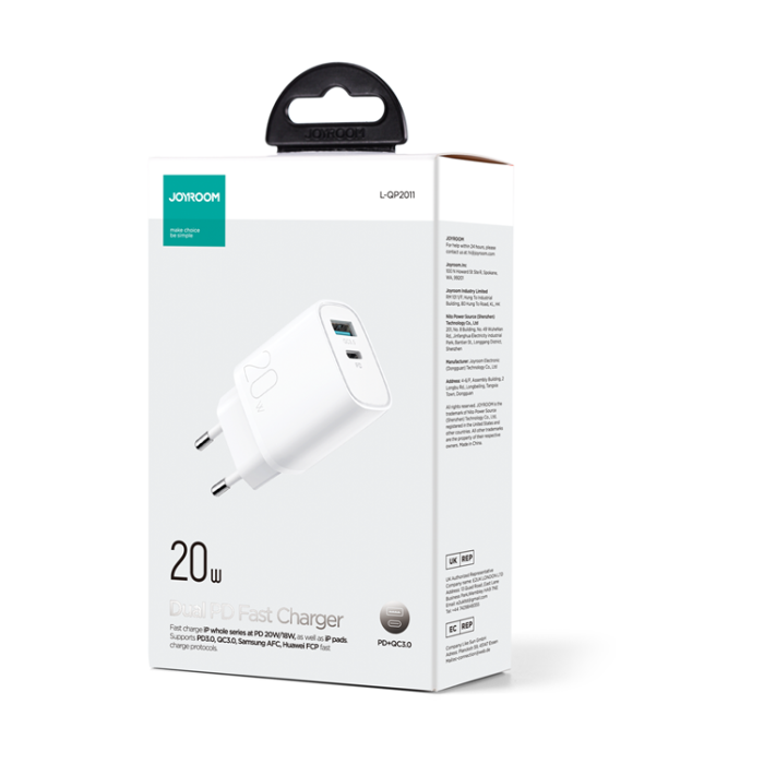 Joyroom - Joyroom Fast Väggladdare 20W USB-A Till USB-C - Vit